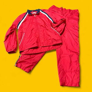 Vintage 90s Women M Rebecca Malone Red Windbreaker Tracksuit Set Breakdance EUC
